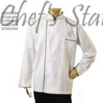 Long Sleeve Chef Uniform White Button Black Trim