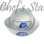 Porcelain Bowl 11.5 (Blue Line Fish Pattern)