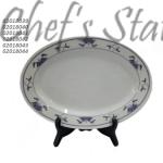 Blue Flora Design Oval Plate