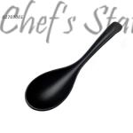 Glaze Black Porcelain Soup Spoon with Bend End