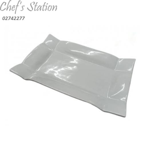 Porcelain Rectangle Plate with Hem 12.5"