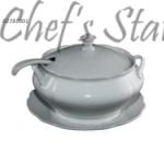 Porcelain Casserole Lotus Flower Soup Bowl 12"