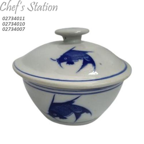 Porcelain Small Blue Fish Pot - No Inner