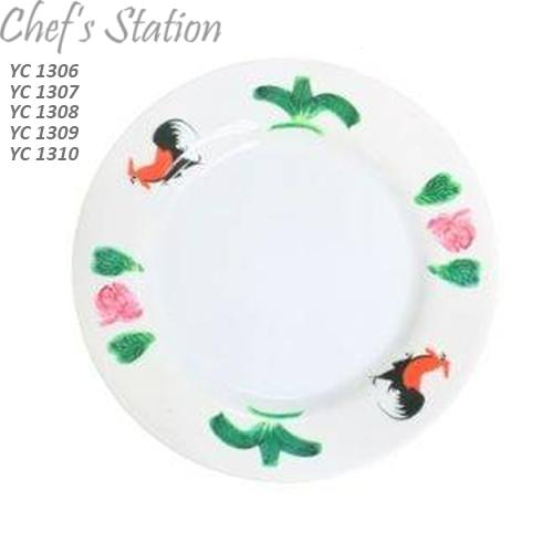 YC Rooster Rim Round Plate 6.25"-10"