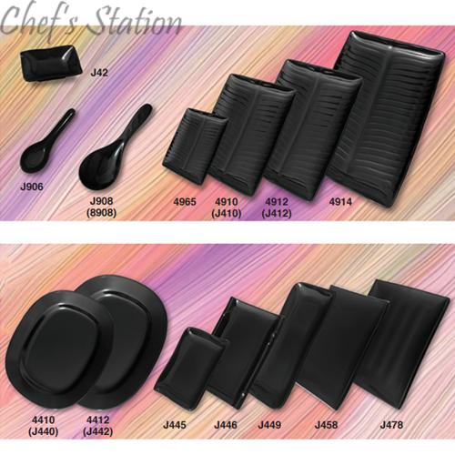 YC Black Series Rectangle Dish, Spoon, Rice Scoop, Banana Leaf Tray, Oblong Plate, Rectangle Plate