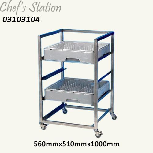 Glass Rack Trolley 4 Tier