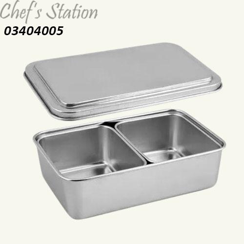 Stainless Steel Japanese Style Condiment Box (2 Compartment)