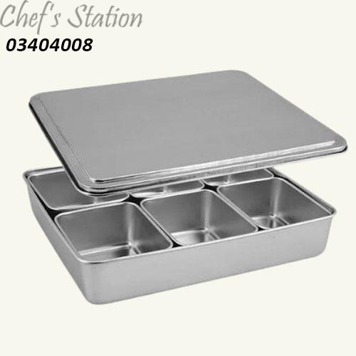 Stainless Steel Japanese Style Condiment Box (6 Compartment)