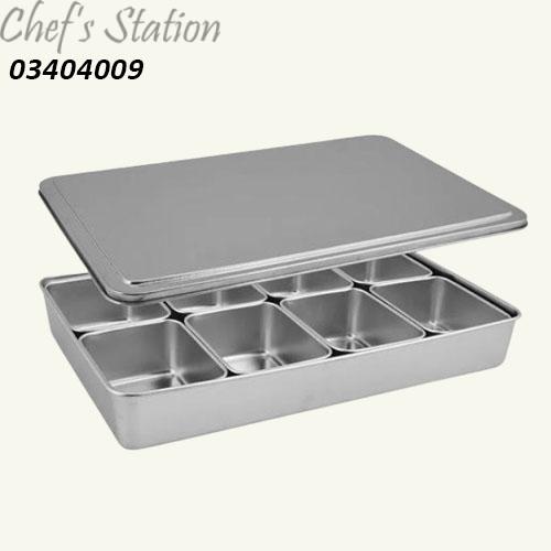 Stainless Steel Japanese Style Condiment Box (8 Compartment)