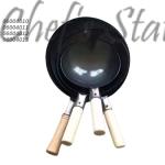 Single Handle Enamel Wok with Wood Handle
