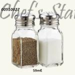 Salt Pepper Glass Shaker Stainless Steel Top 2oz
